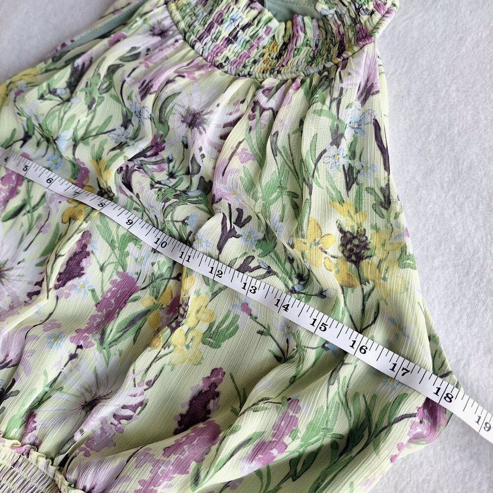 💙 Taylor Floral Mock Neck Cinched Waist Maxi Dress Size 10 Lined Preppy Summer - Picture 6 of 8